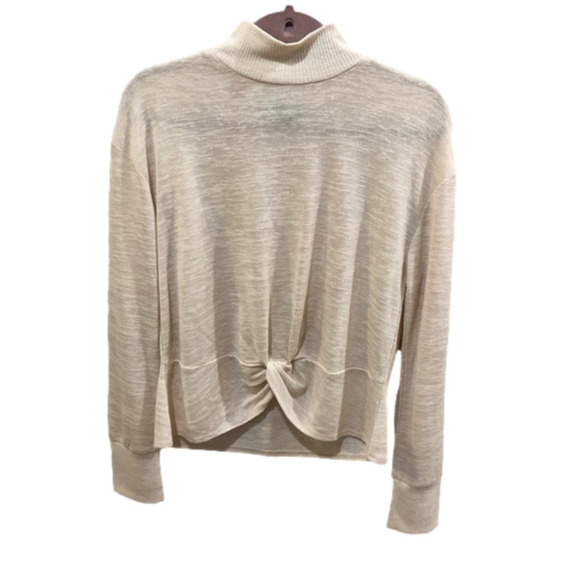 SANCTUARY ivory lightweight mock neck sweater with knotted front hem.  Size M - Picture 1 of 8
